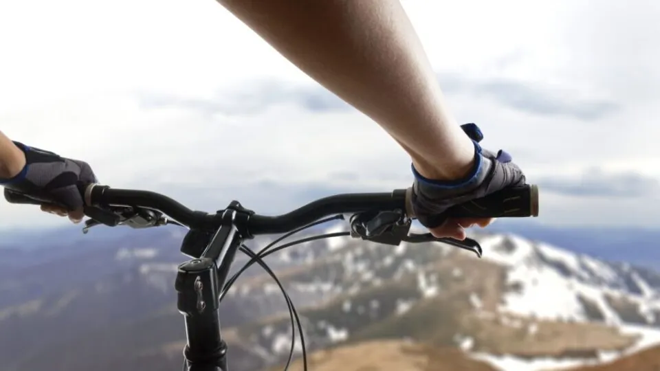 biking across a hiking mountain trail