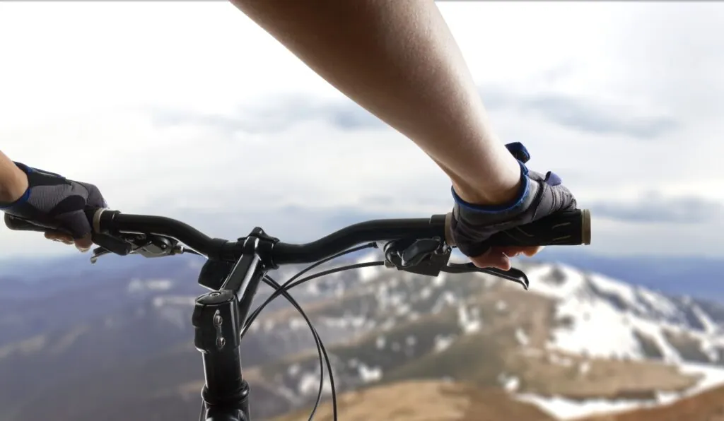 biking across a hiking mountain trail